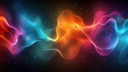 Fototapeta premium Colorful Abstract Wave with Cosmic Background and Stars