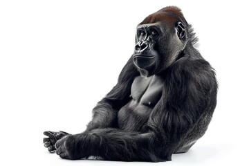 Naklejka premium Gorilla in Thought Isolated on Solid Background