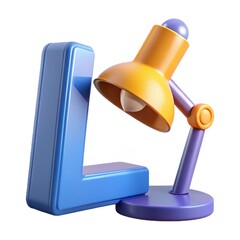 Colorful lamp in modern style representing letter L