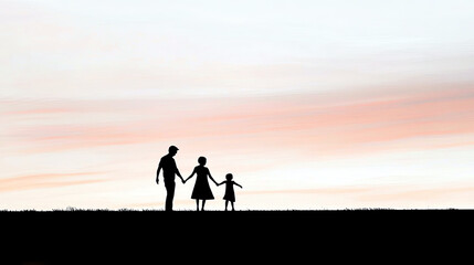 Fototapeta premium Parenting Bonds Depicted in a Minimalist Silhouette Against a Soothing Pastel Backdrop