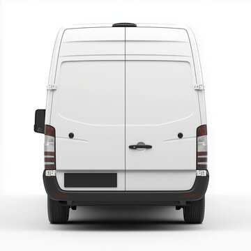 blank white sprinter van isolated on white for design mock up