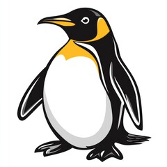 Fototapeta premium Detailed Penguin Logo in Modern Graphic Design Style on White Background