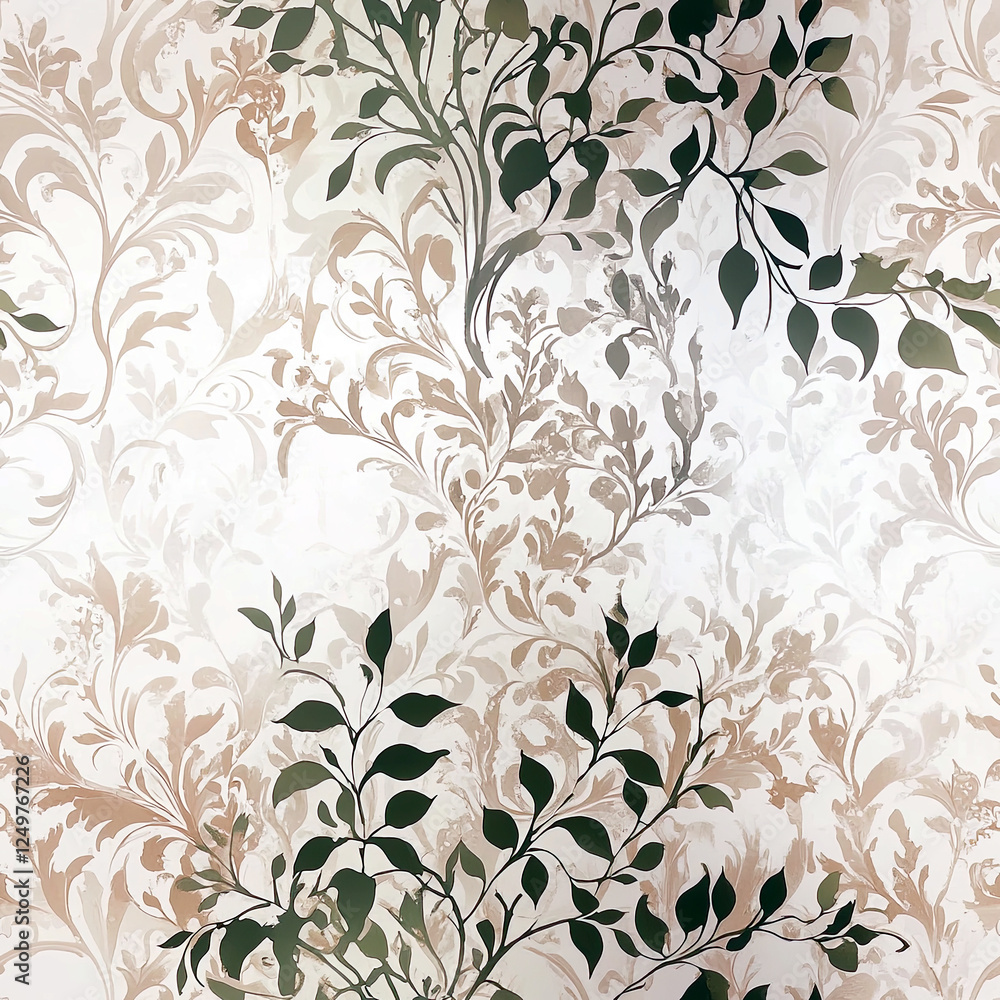 Poster Softly Lit Rococo Wallpaper With Gold Embossing Creating an Elegant Minimalist Backdrop for Text