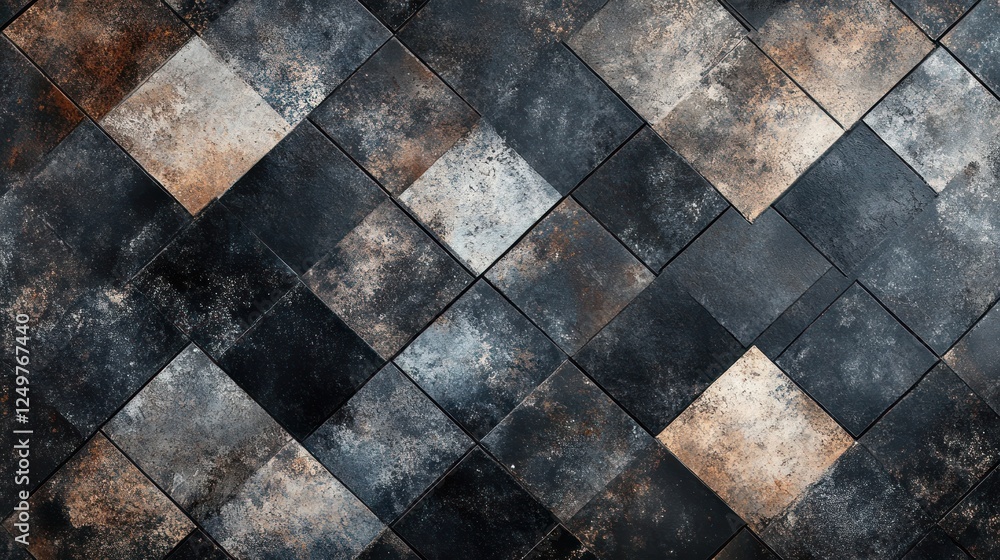 Poster elegant dark textured tile pattern creating a modern geometric mosaic