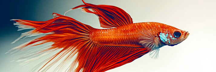 Fototapeta premium Elegant Betta Fish Swimming Gracefully Through a Colorful Gradient Background