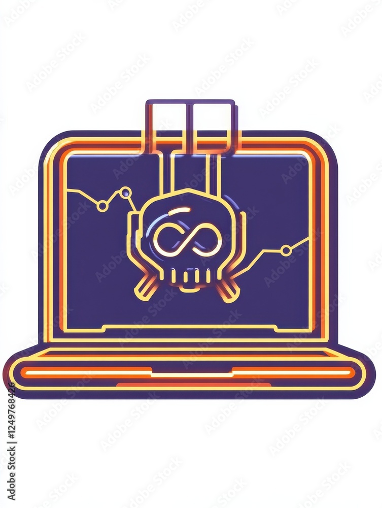 Poster alert laptop cyber attack icon. simple line, outline illustration elements of hacks icons for ui and