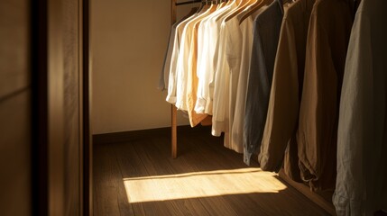 Sunlit Shirts Hanging in Closet
