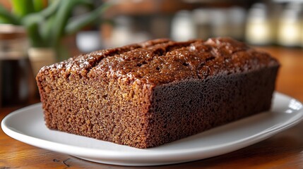 Freshly baked zucchini bread a moist texture and hints of cinnamon served on a clean white plate a wholesome bakery treat
