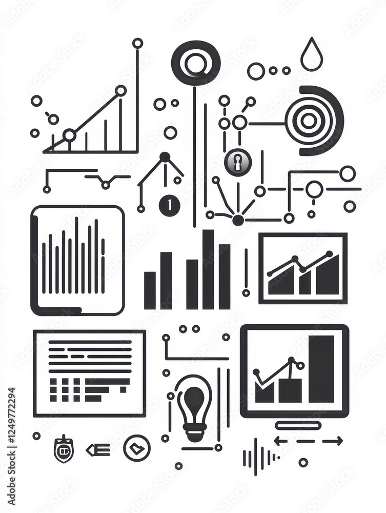 Poster data analytics vector line icon isolated on white background. data analytics line icon for infograph