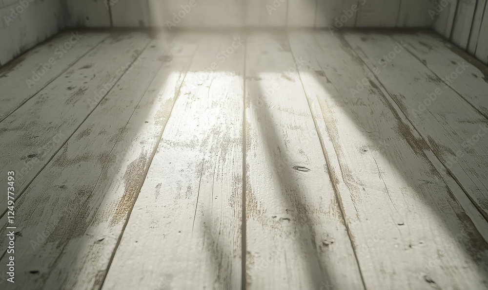 Poster weathered white wooden planks with natural grain and subtle cracks, illuminated by soft light, creat