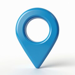 Blue location marker icon isolated on white background. Modern tech map pin for navigation app. Visual representation of geographic point. 3D model for digital location services. Useful for online
