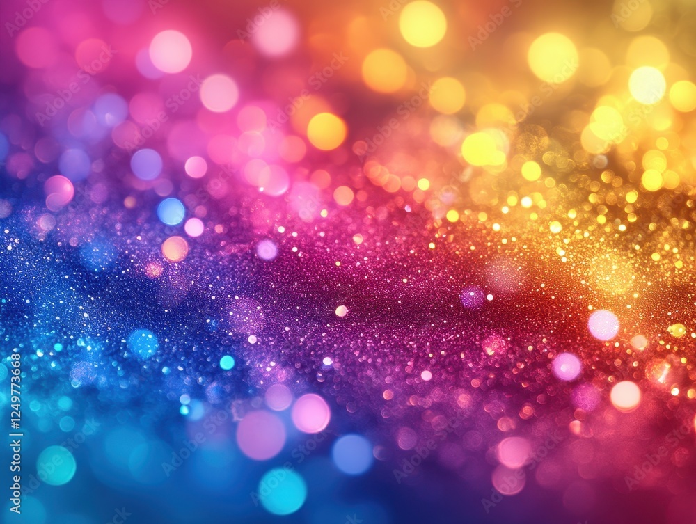 Poster a vibrant abstract background with colorful bokeh and shimmering lights.