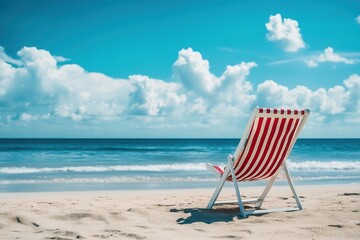 Relaxing chair on a sunny beach with clear skies