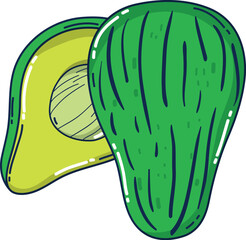 Cartoon Doodle Avocado Vector Clip Art

