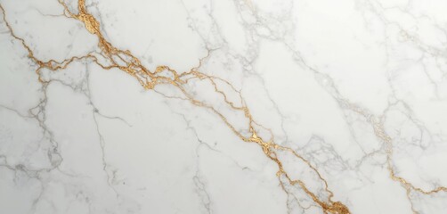 Elegant white marble surface with subtle gold veins. High quality marble texture perfect for interior design projects. Luxurious, stylish design material. Natural stone pattern suitable for