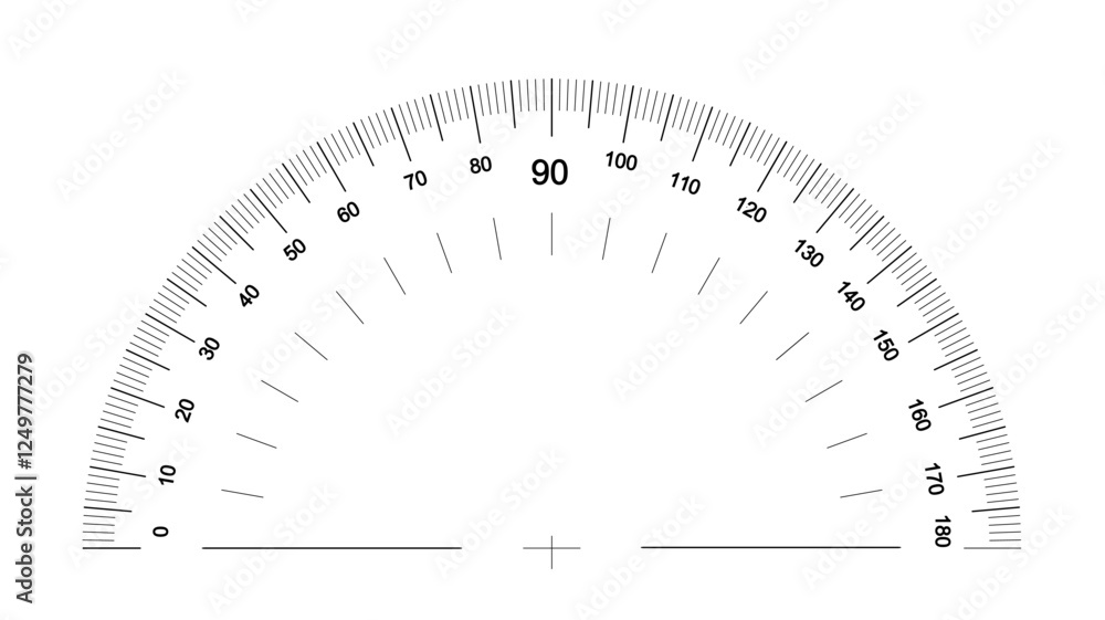 Aufkleber 180 degree protractor with a precise angle meter scale, isolated. round angle meter scale with clear