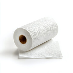 Fototapeta premium Roll of kitchen paper towels isolated on white background.