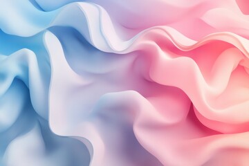 Obraz premium Gentle waves of pastel colored fabric blend seamlessly, forming a fluid motion with soft pink and blue hues, evoking a sense of calm and serenity