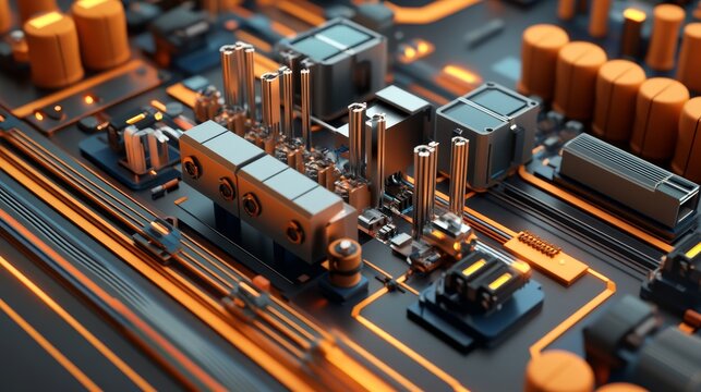 Simple electric circuit(parallel) 3D Rendering