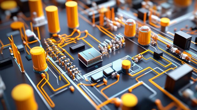 Simple electric circuit(parallel) 3D Rendering