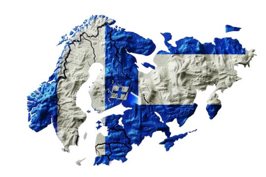 Finland Flag on Map