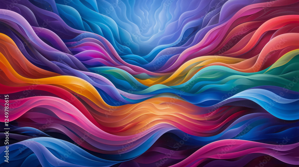 Poster abstract dreamscape: a captivating digital artwork featuring an array of vibrant, flowing, and inter