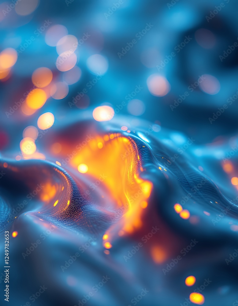 Poster abstract surface texture with flowing lines and light spots glowing