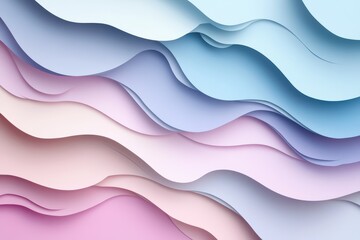Obraz premium Flowing layers of pastel colors create a soothing abstract wave pattern, blending shades of pink, blue, and purple for a calming visual effect