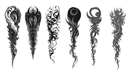 tattoo tribal sleeve vintage designs, vector art  pattern, tattoos arm vector thorn designs tattoo arm vector illustration