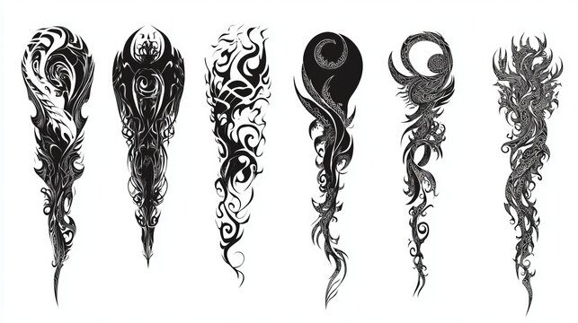 tattoo tribal sleeve vintage designs, vector art  pattern, tattoos arm vector thorn designs tattoo arm vector illustration