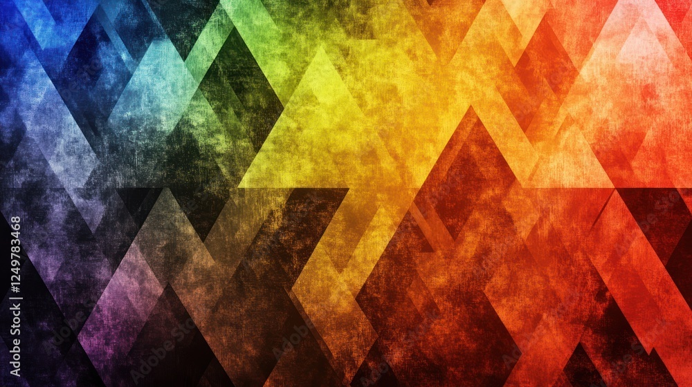 Poster Colorful Abstract Geometric Background with Triangle Pattern and Grunge Texture