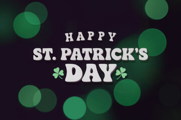 Happy St. Patrick's Day Text Over Green Duotone Lights Background
