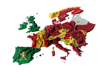 Flag of Portugal on Map
