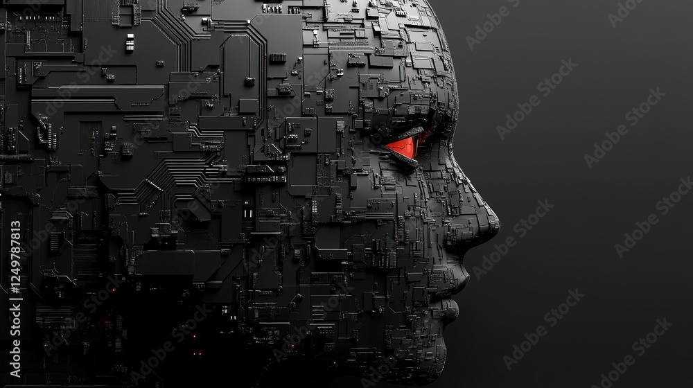 Aufkleber futuristic artificial intelligence profile digital realm concept art high-tech atmosphere close-up v