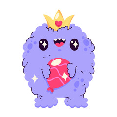 purple cute birthday monster