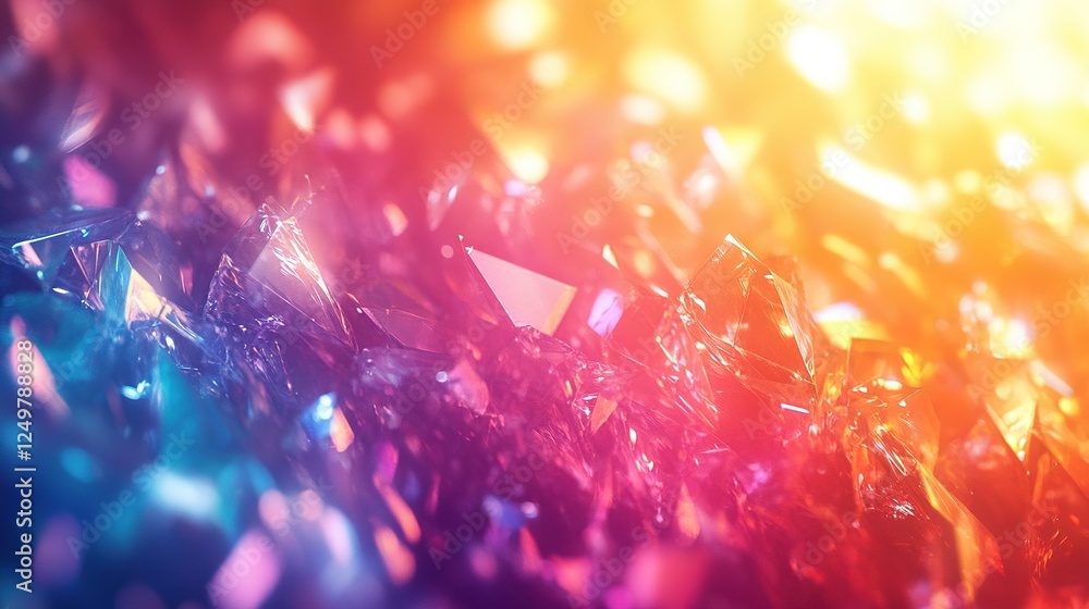 Poster vibrant crystal reflection abstract art digital creation colorful environment close-up view artistic