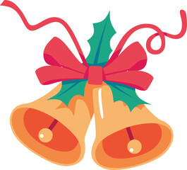 Christmas Golden Textured Bells With Bow Decoration White

