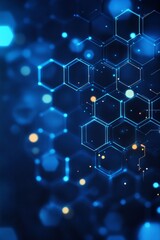 Blue glowing hexagons network, digital background, tech concept
