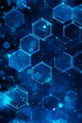 Blue hexagon network, digital data, futuristic background, technology concept