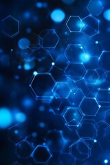 Obraz premium Blue Hexagon Network, Abstract Background, Technology, Science
