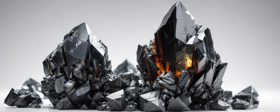 Shiny wolframite crystal isolated on white background, raw, mineral, white background, crystal, geology