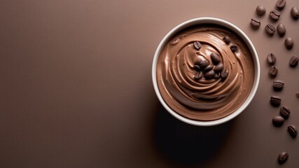 Indulgent chocolate ice cream delight in minimalist setting