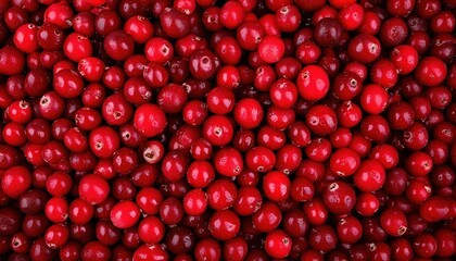 Fresh red cranberries arranged closely for harvest showcase in autumn season