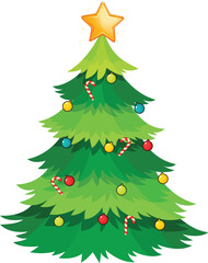 Traditional Decorated Christmas Tree with Star