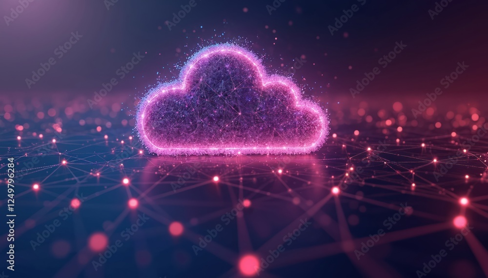 Poster abstract digital cloud computing concept. global data network. modern tech illustration. futuristic 