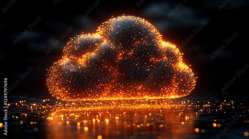 Poster multicloud management, showcasing ai orchestration across diverse cloud environments in a modern, br