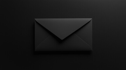 black envelope isolated on black background