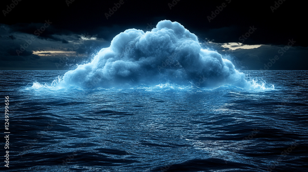 Poster multicloud management, showcasing ai orchestration across diverse cloud environments in a modern, br