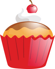 Cherry Topped Cupcake Sweet Dessert Bakery Treat

