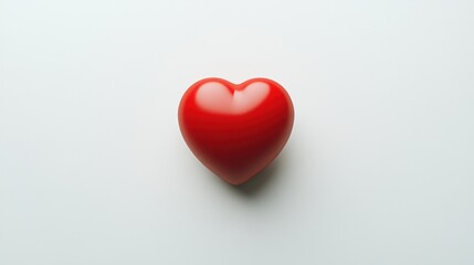 Fototapeta premium A minimalist composition featuring a single red heart on a white background.